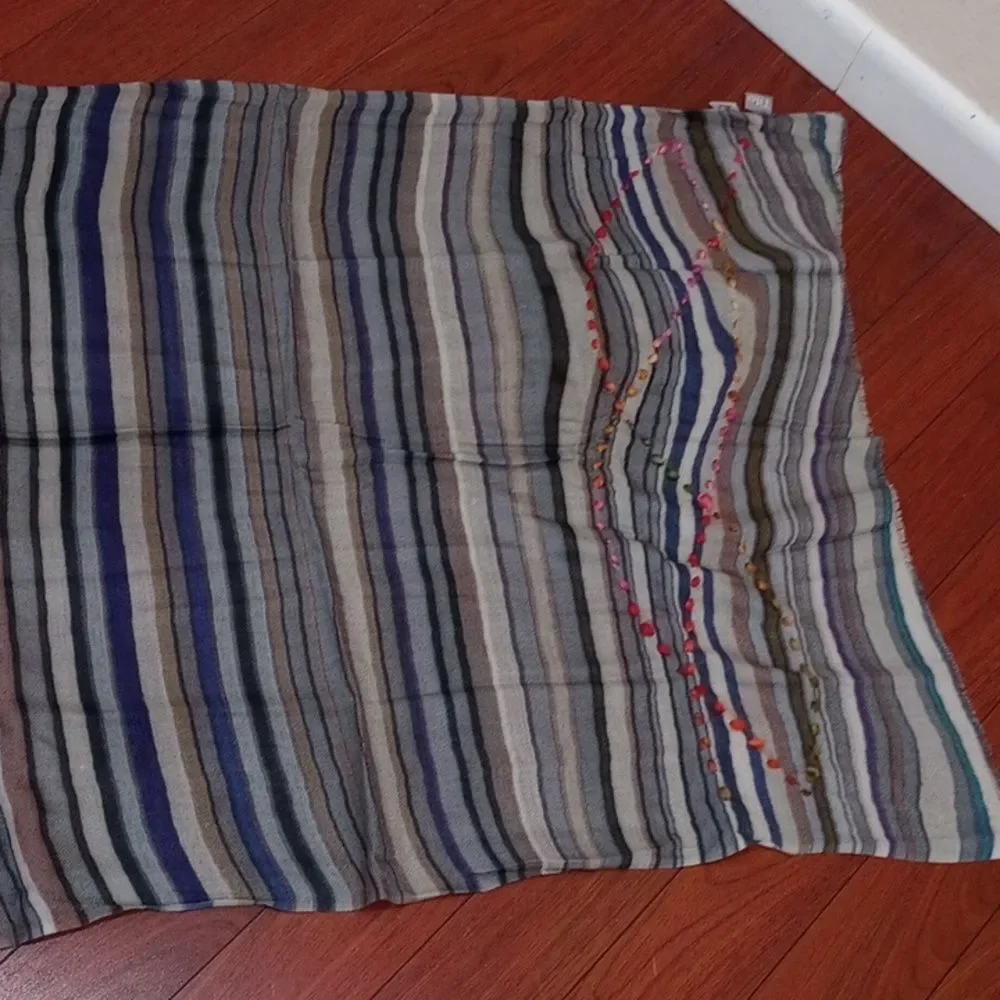 Tilo Lightweight Wool Striped Multi-Color Scarf/Shawl/Wrap, OS